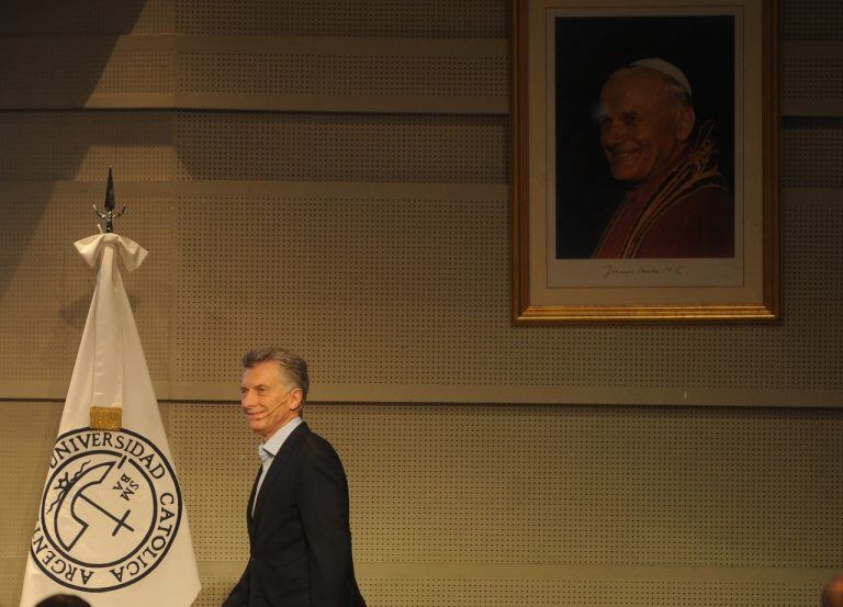 El presidente Mauricio Macri, en el cierre de la jornada de Coninagro. (Guillermo Adami)