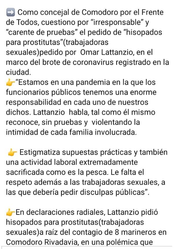 Críticas a Latanzzio de la concejal Robledo.