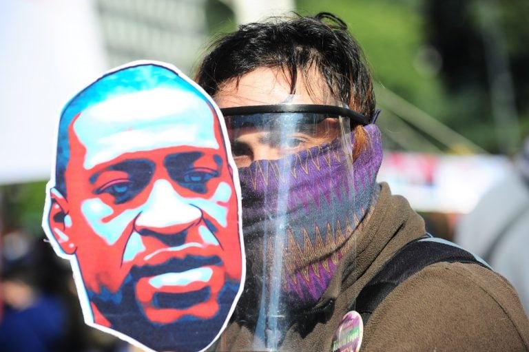 Marcha de la Izquierda en el Obelisco. (Foto: Clarín)