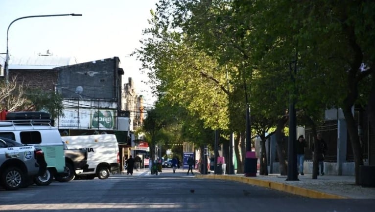 Centro de la ciudad de San Luis este viernes, feriado nacional.