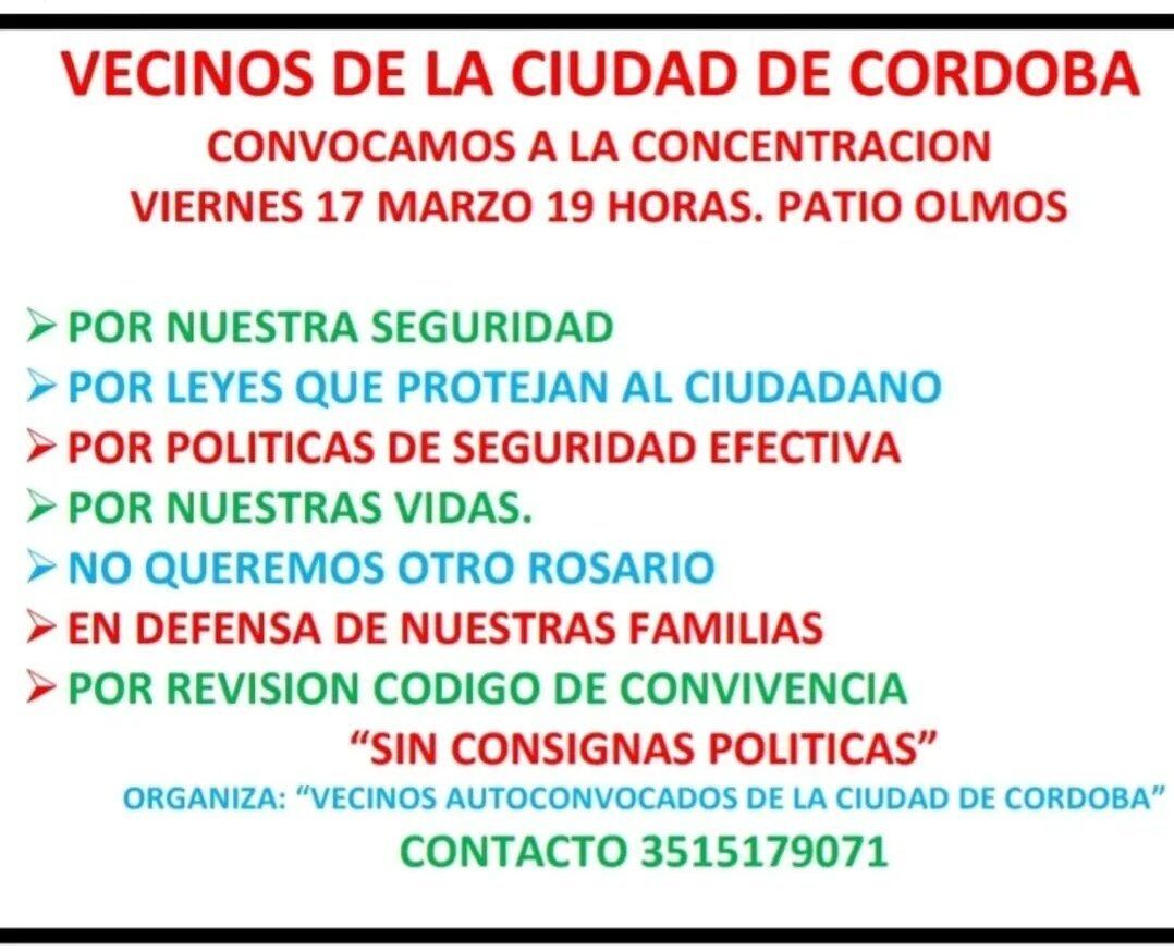 Vecinos hicieron un flyer para convocar a la marcha de este viernes. 