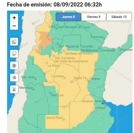 Alerta amarilla por vientos para Rafaela y zona