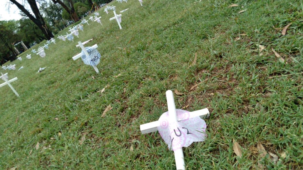 Militantes provida montaron un cementerio de bebés en el Parque 20 de Febrero