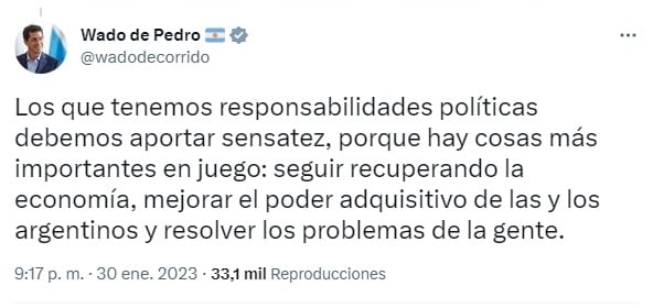 Un de los mensajes del ministro.