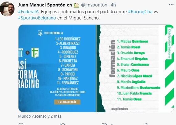 Racing repitió formación, para su tercer triunfo seguido, ante un Sportivo que llegaba como escolta.