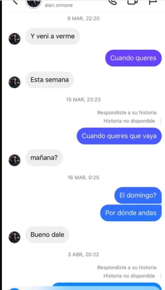 Los chats de Alan Simone que lo dejarían como infiel