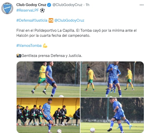 Partido de Reserva: Godoy Cruz-Defensa y Justicia.