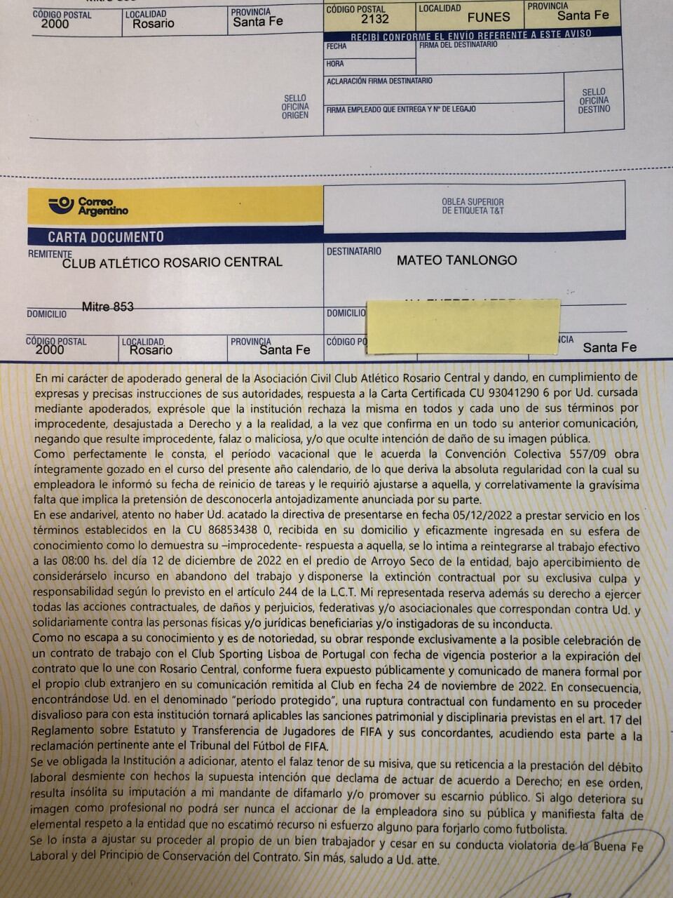 El club intimó formalmente al "Toto" por su ausencia el último lunes.