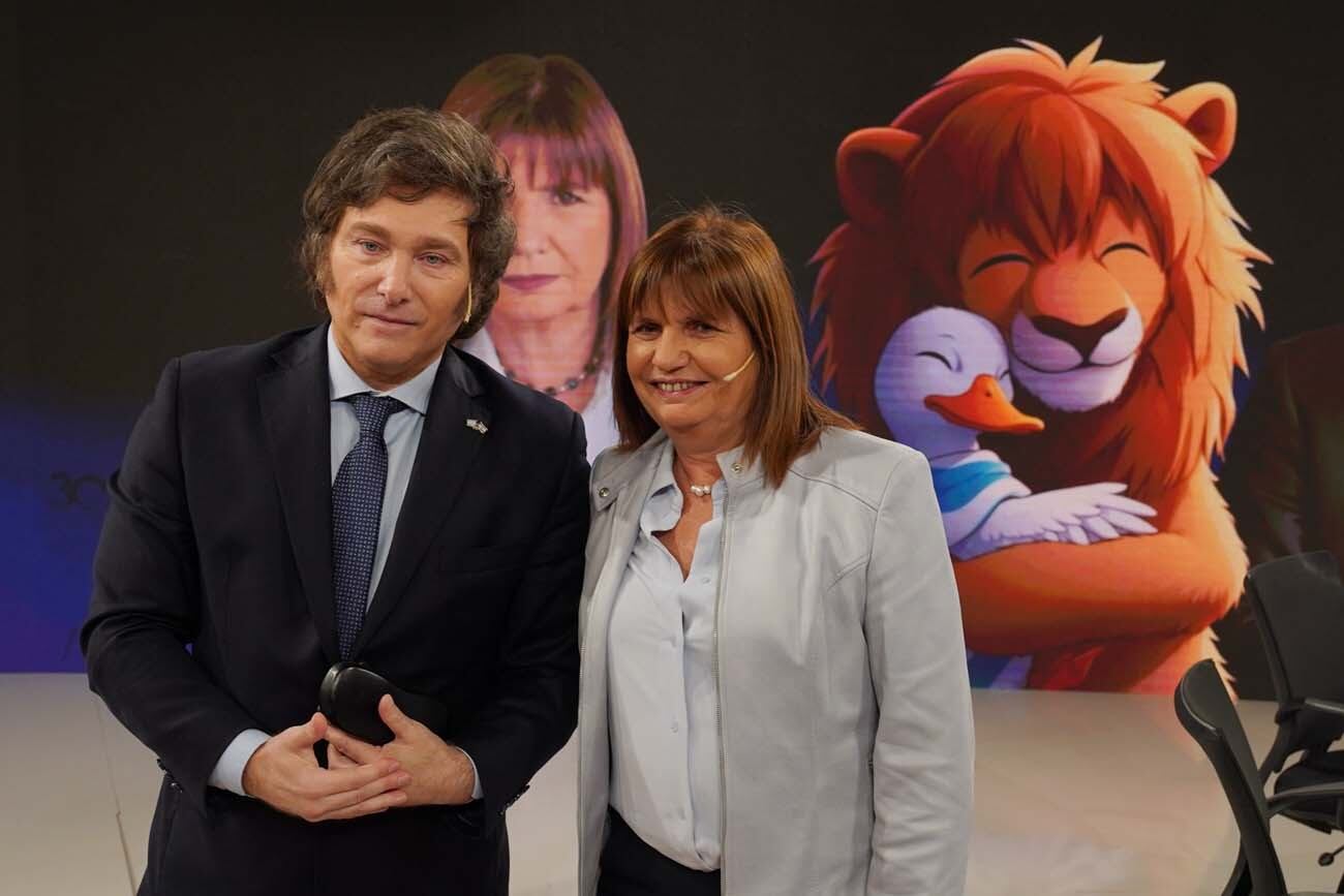 Milei y Bullrich en el programa a Dos Voces (Clarín)