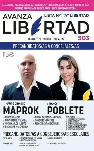 Mauro Maprok encabeza la nómina de Avanza Libertad.