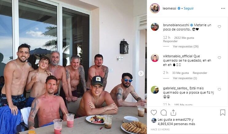 Lionel Messi a pleno sol en Antígua y Barbuda. (Instagram)