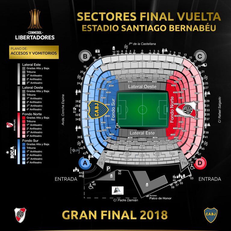 Localidades de Boca y River. (Twitter/@CONMEBOL).