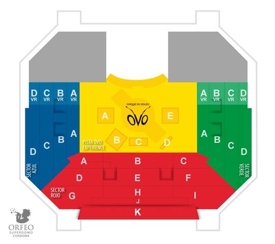 Plano del Orfeo para las funciones de Cirque Du Soleil en julio de 2019