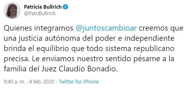 Patricia Bullrich, exministra de Seguridad de la Nación