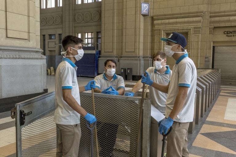 Trabajadores del Tren en Constitución (Foto:Sarah Pabst/Bloomberg)