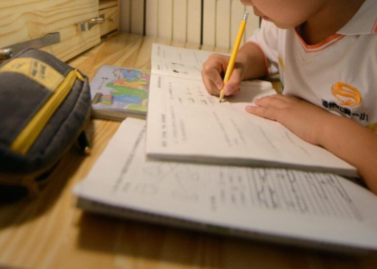 estudian desde casa. Escuela en casa.