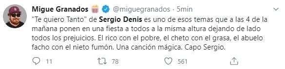 Los mensajes de despedida a Sergio Denis (Twitter)