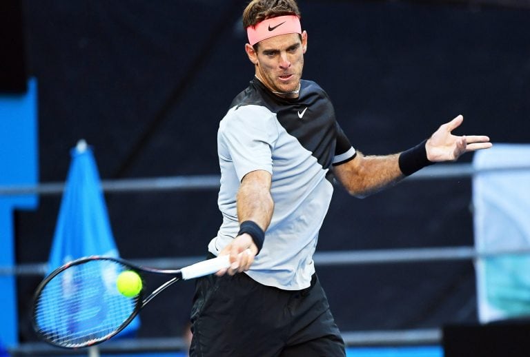 El tenista argentino Juan Martín del Potro celebra su victoria ante el ruso Karen Khachanov