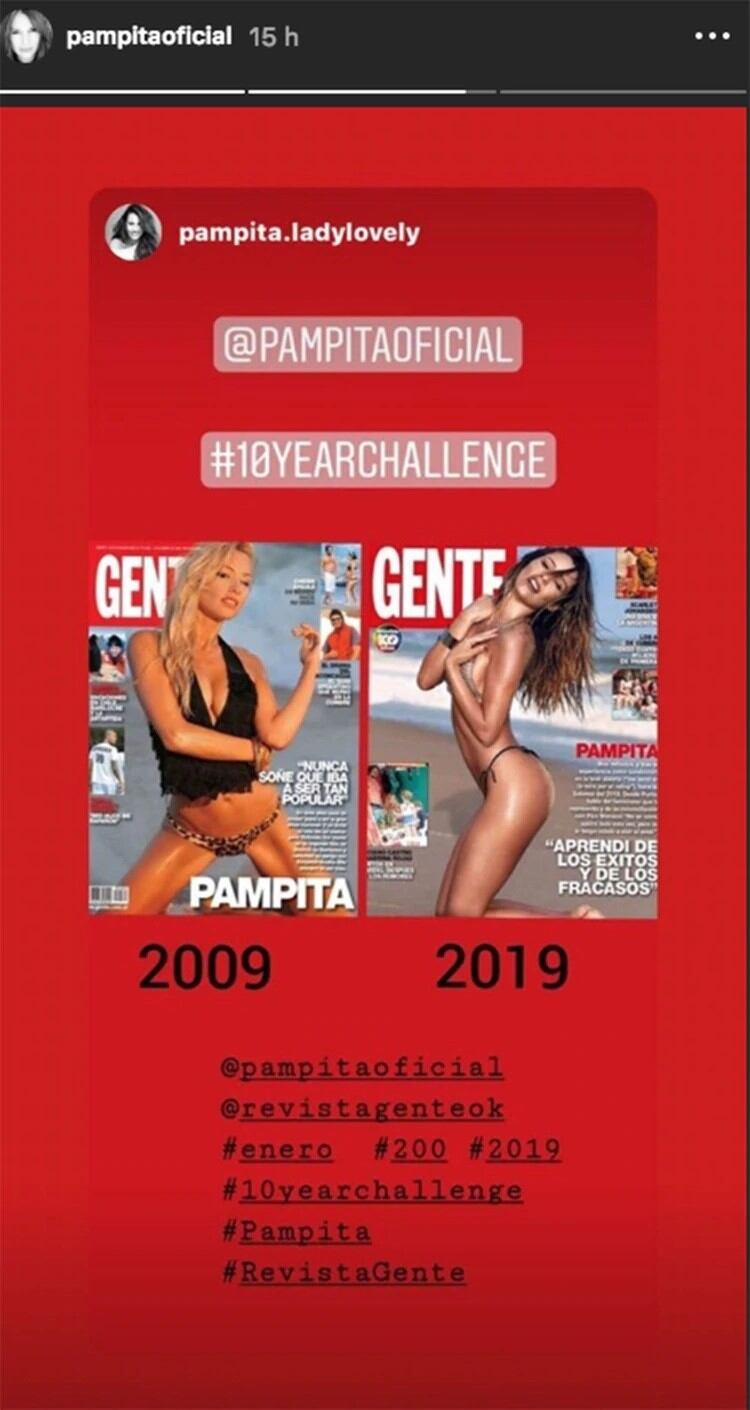 Pampita se sumó al #10yearschallenge con fotos sugerentes.