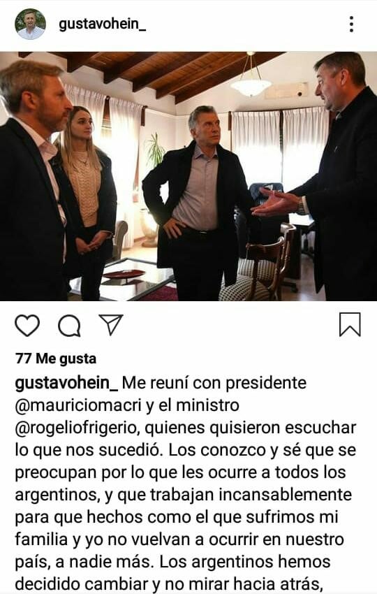 El agradecimiento de Hein en Instagram