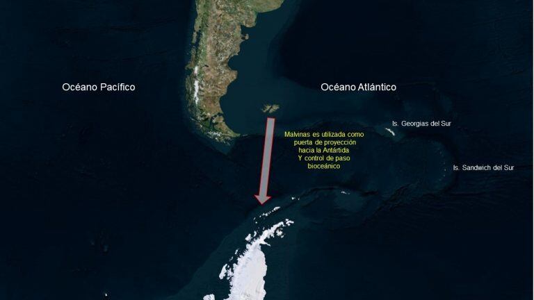 La distancia entre Malvinas y Antártida no supera los 1300km.
Los despliegues navales y aéreos de la British Antarctic Survey, más lejanos, son hacia Base Rothera a 1800km desde Malvinas.