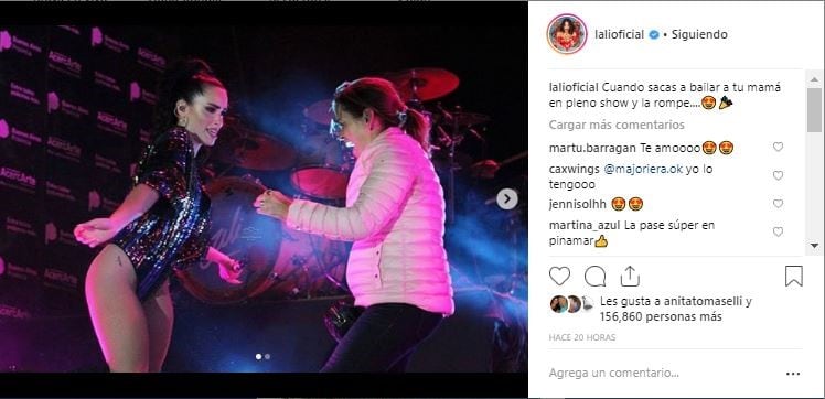 La mamá de Lali Espósito bailó en uno de sus shows y causó furor con sus movimientos