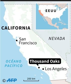 Localización de la localidad de Thousand Oaks en California donde varias personas resultaron heridas en un tiroteo en una discoteca - AFP / AFP