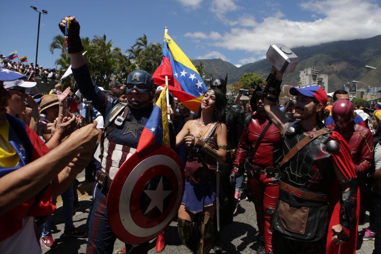 Seguidores de Juan Guaidó se manifestaron en la frontera (AFP)