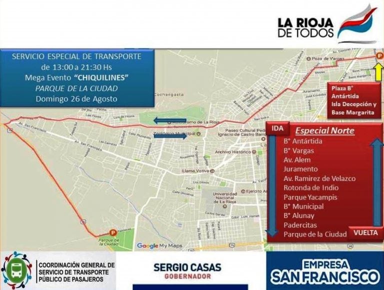 Recorrido de colectivos gratuitos para Chiquilines 2018