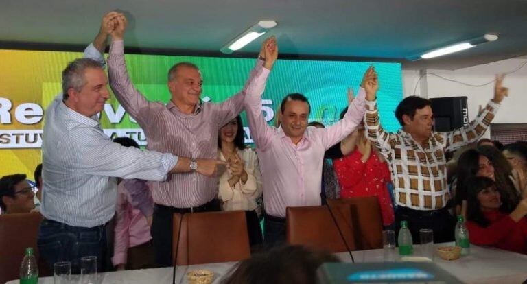 Passalacqua, Arce, Herrera Ahuad y Rovira durante los festejos.