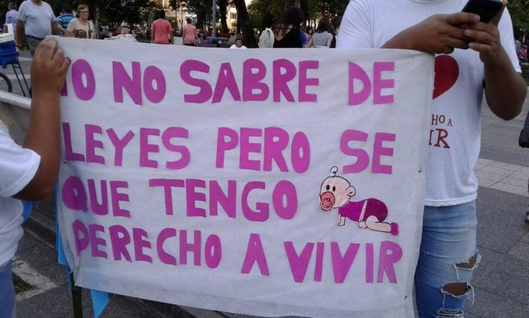 Algunos carteles que se observaron en la marcha. (Germán Valdez)