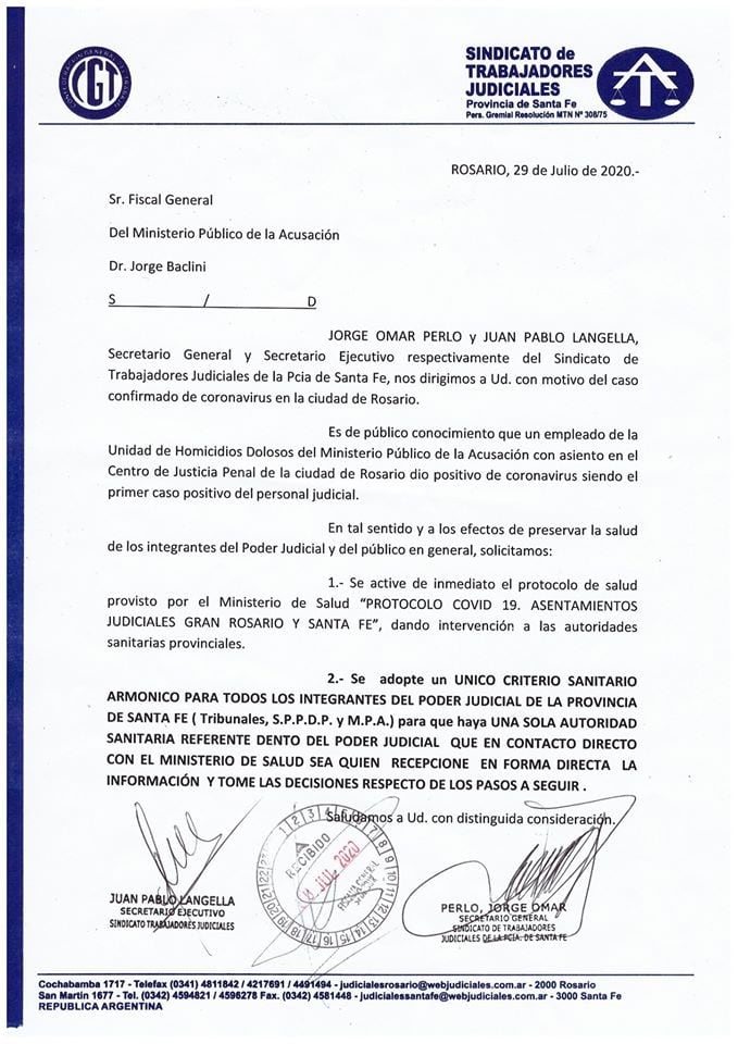 Nota de Judiciales al MPA