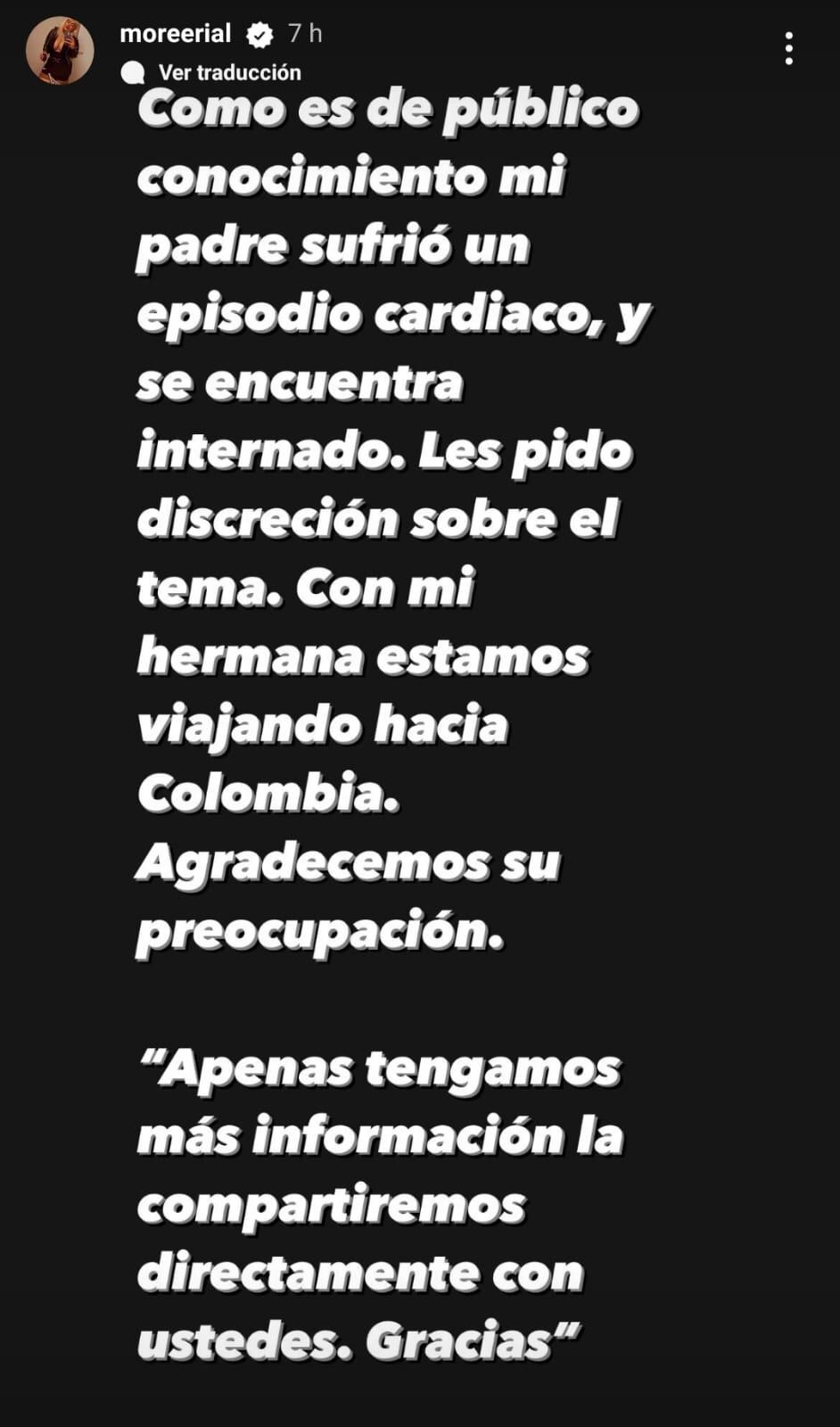 Los mensajes de Morena Rial tras la internación de su padre.