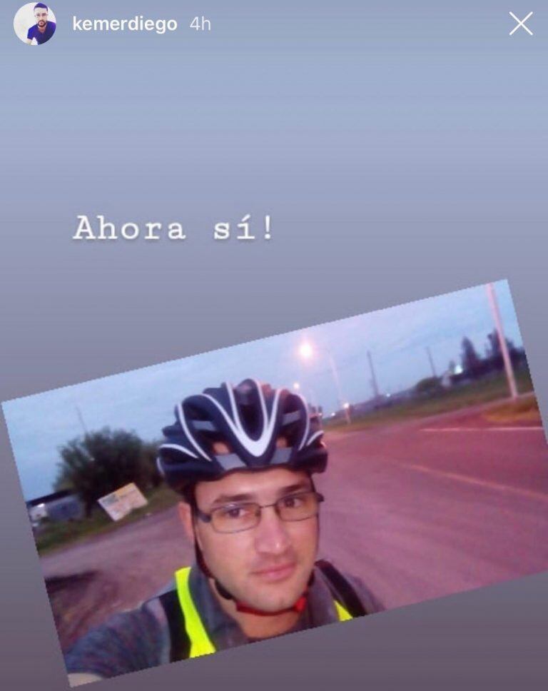 Diego Kemer en las primeras horas del martes comenzando su aventura