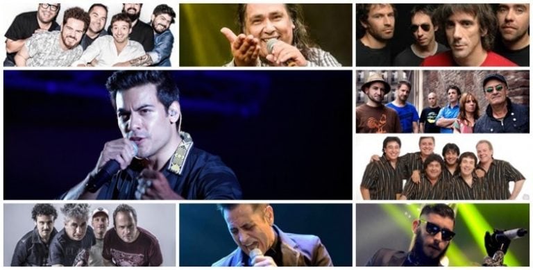 Los artistas de la Fiesta Nacional del Sol: Carlos Rivera, Ulises Bueno, Sergio Galleguillo, Lisandro Márquez, Las Pelotas y Guasones, entre otros.