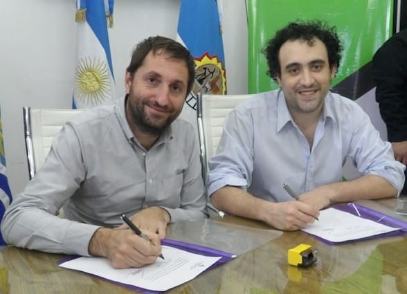 Jose Maria Carambia, Intendente de Las Heras y Fernando Álvarez de Celis, secretario de planificación del Ministerio del Interior de la Nación,