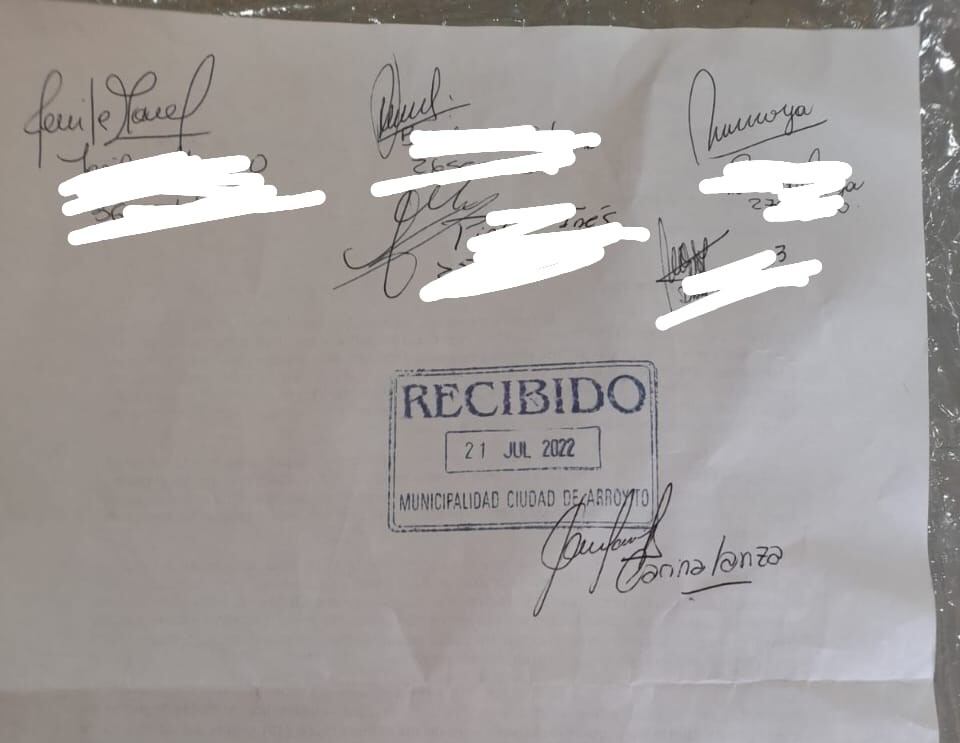 Carta enviada por Integrantes de Comision de viviendas Arroyito a Martorella