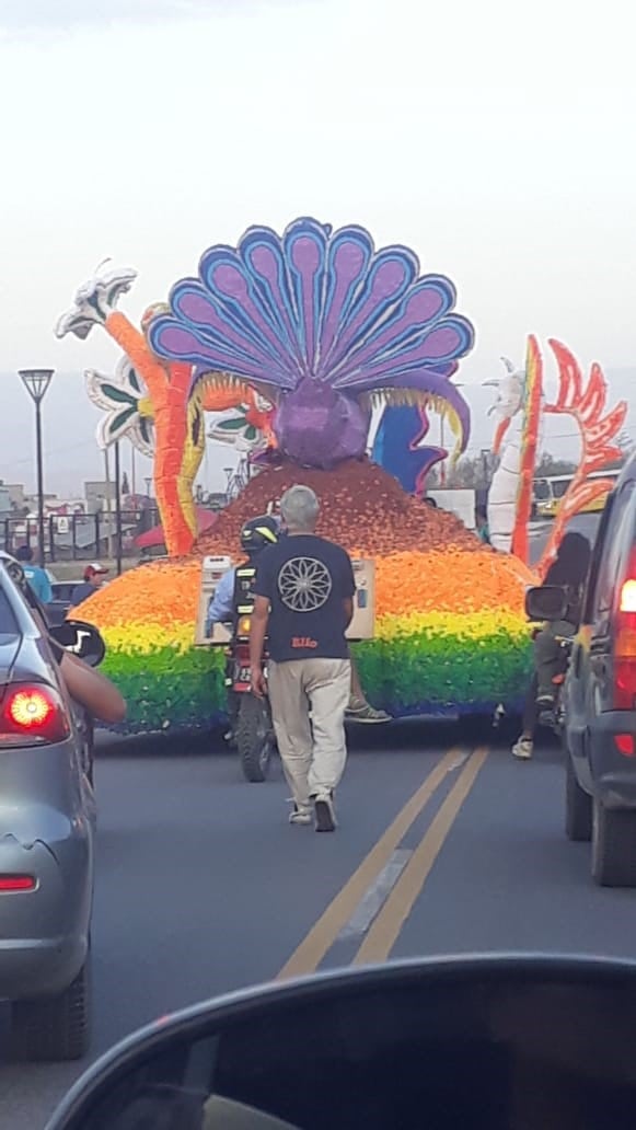 Carroza de la Escuela Normal llegando a la Ciudad Cultural