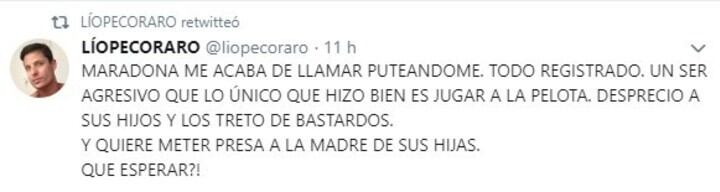 Publican audios de Diego Maradona enfurecido contra un periodista (Foto: captura Twitter)