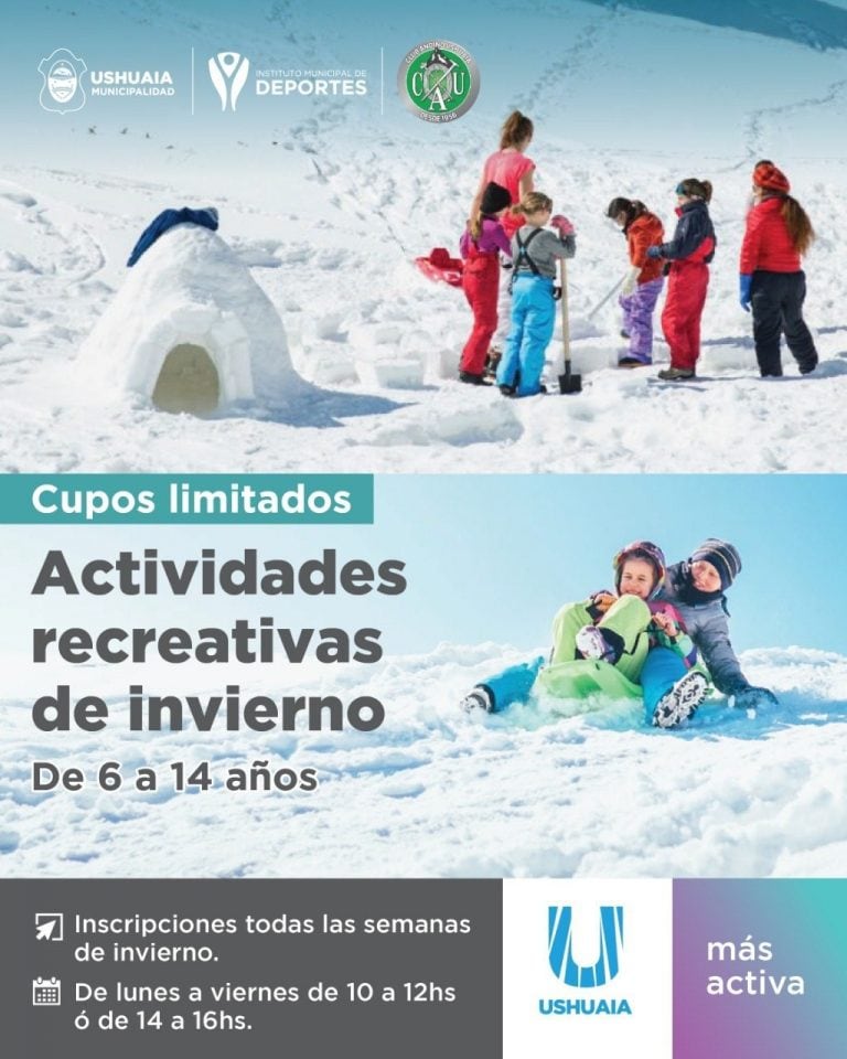 Actividades recreativas de invierno en Ushuaia.