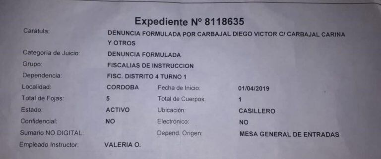 Denuncia penal contra el Secretario General del Gremio de los Municipales de Río Ceballos, Oscar Ibarlucea y su pareja Carina Carbajal.