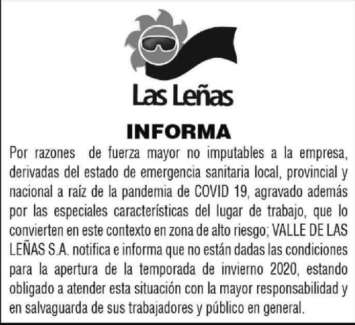 Comunicado Las Leñas.