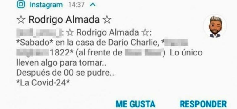 El mensaje de invitación difundido a través de Instagram. (Foto: gentileza ElDoce.tv).