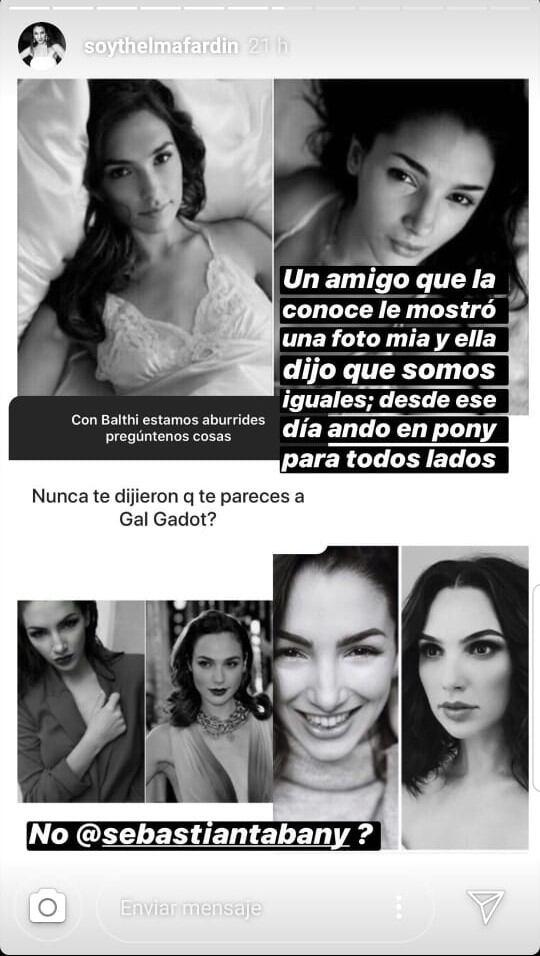 Thelma Fardin se refirió a su parecido con la actriz de Hollywood Gal Gadot