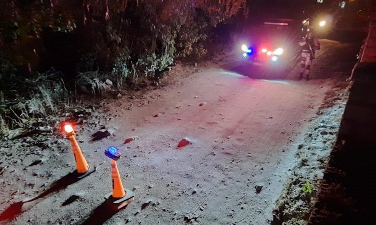 Allanamiento en una vivienda ubicada en calle Mendoza de barrio El Faldeo de Capilla del Monte. (Foto: Ministerio Público Fiscal).