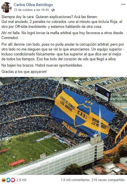 Reapareció el brujo que aseguró que Boca clasificaba a la final de la Copa Libertadores