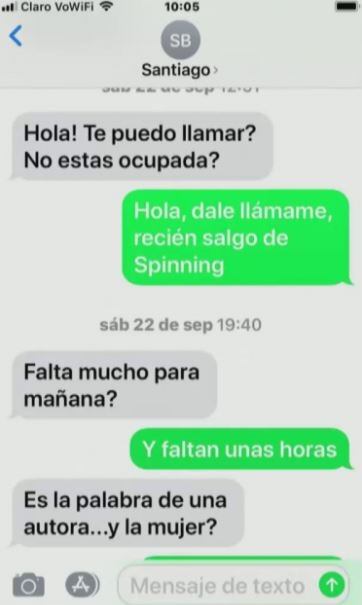 Las capturas de los chats entre Santiago Bal y su nueva novia.