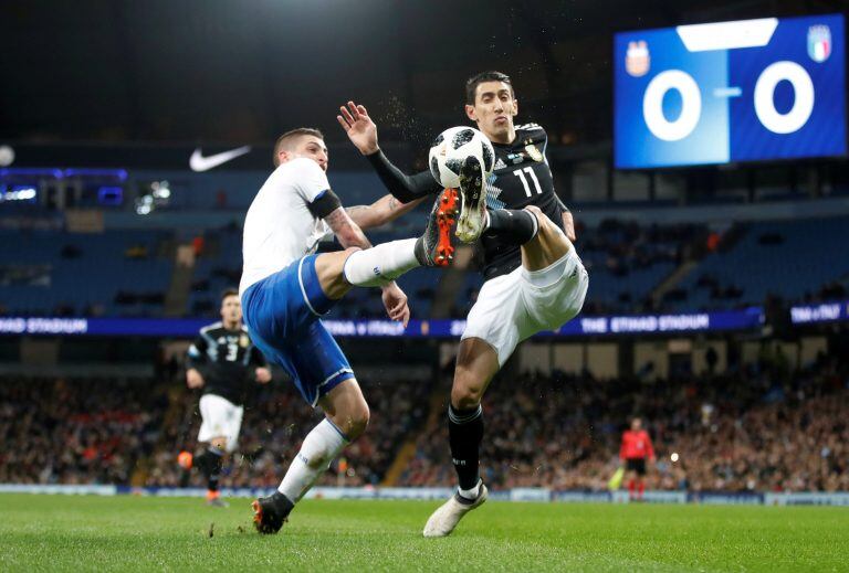 Di María en el amistoso contra Italia. Foto: Reuters.