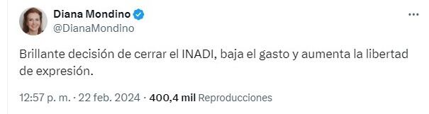 El mensaje de Diana Mondino en su cuenta de X.