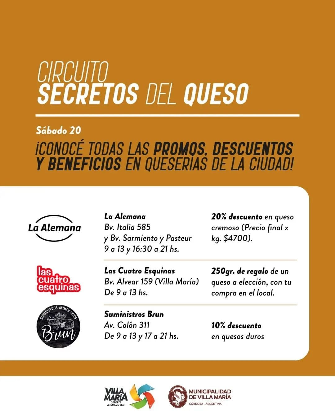 Promociones, descuentos y beneficios para quienes participen en Secretos del Queso.